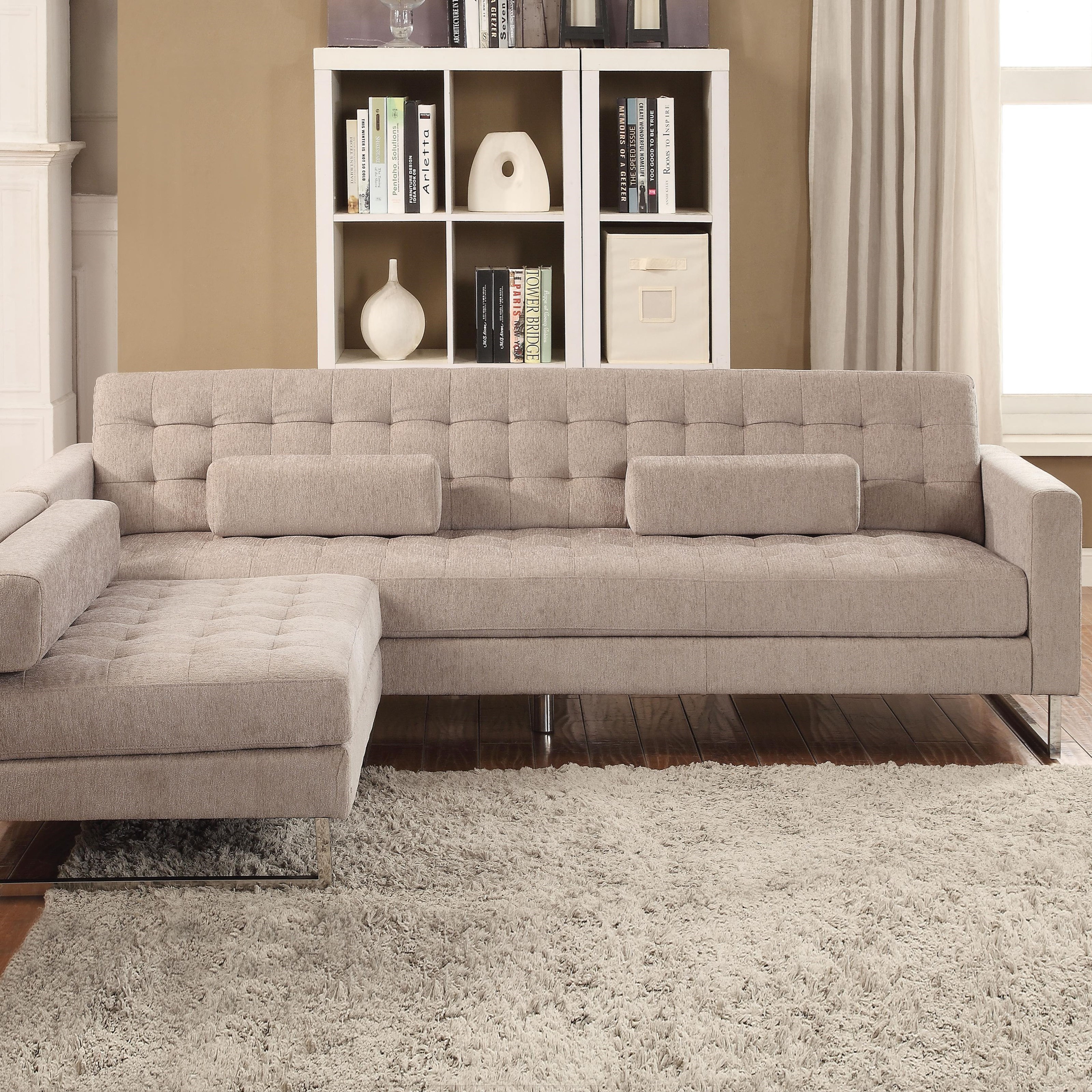 Acme Furniture Sampson Contemporary Tufted Sofa With Chrome Legs