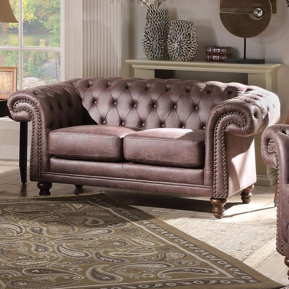 Acme Furniture Shantoria Ii Transitional High Back Loveseat With Tufted Back Rooms For Less Loveseats