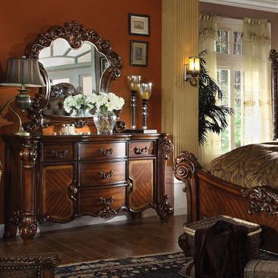 Acme Furniture Vendome Dresser And Mirror Set With Carved Wood