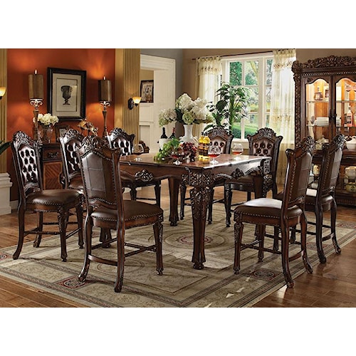 acme furniture vendome 9 piece counter height table and chairs set