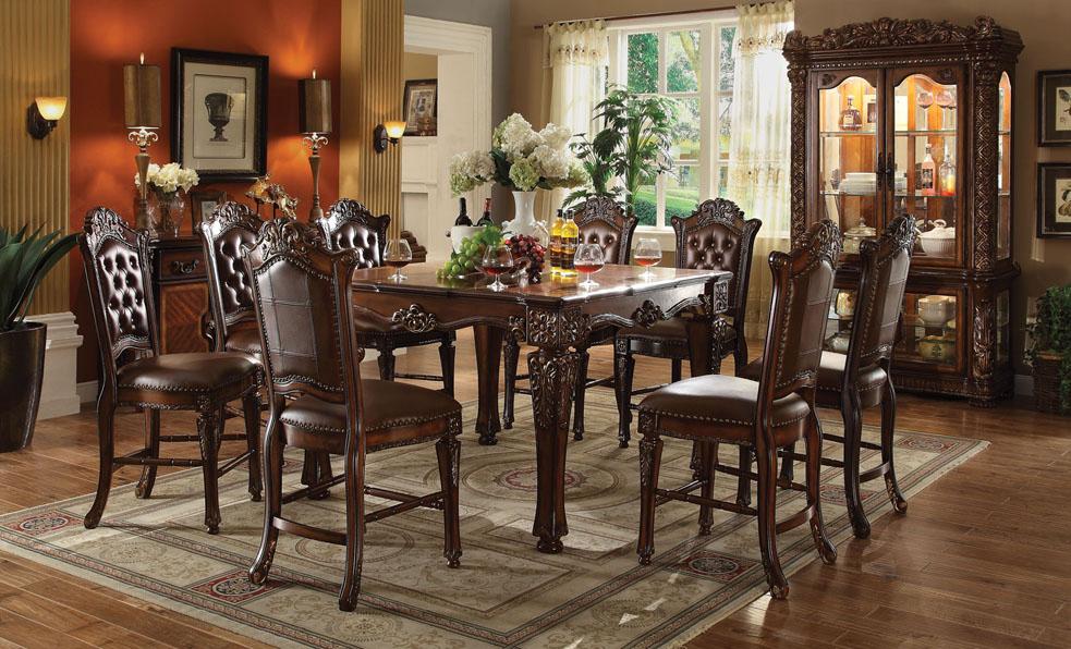 Acme Furniture Vendome 9 Piece Counter Height Table And Chairs Set Rooms For Less Pub Table And Stool Sets