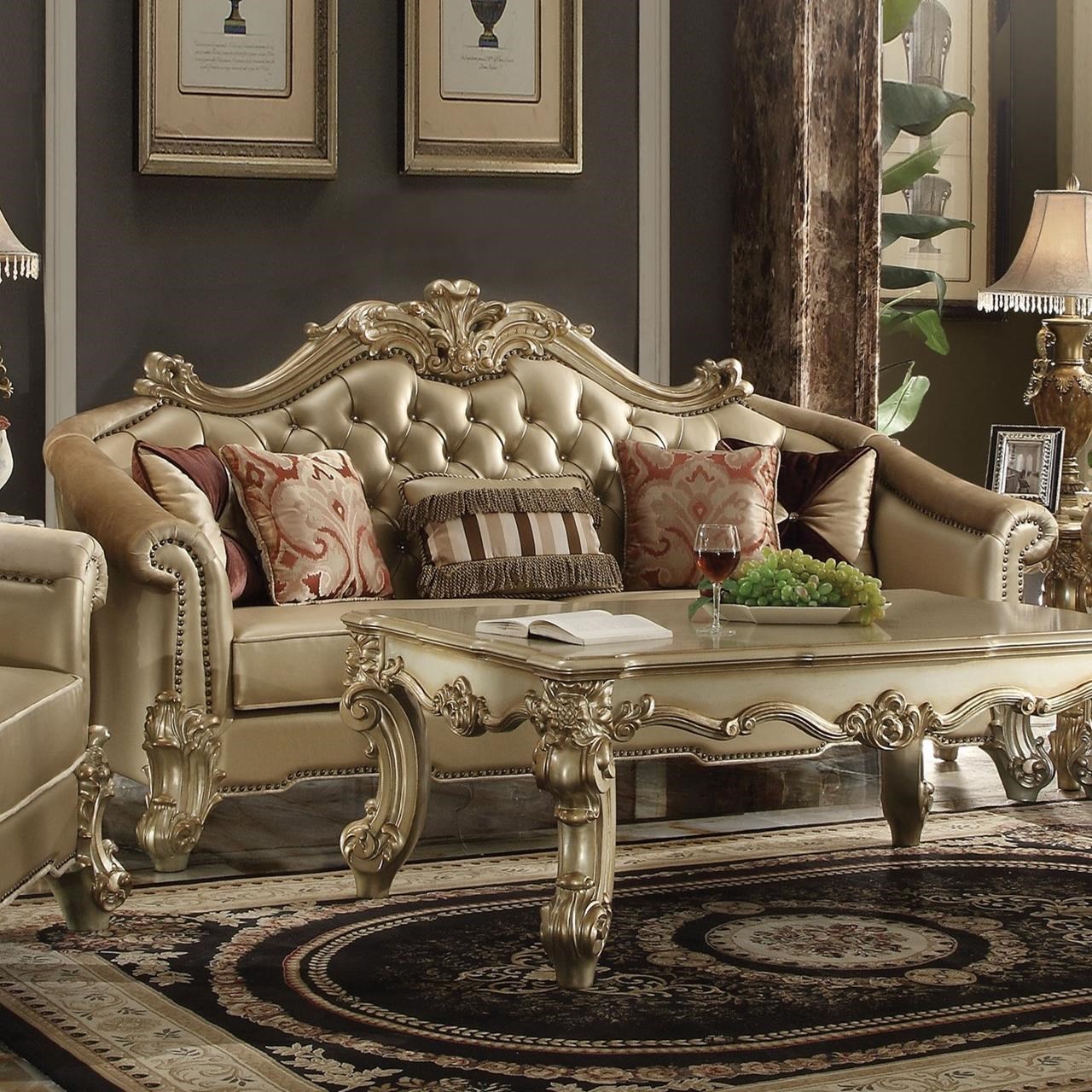 Acme Furniture Vendome Ii 53120 Traditional Tufted Back Sofa With 5 Pillows Del Sol Furniture Sofas