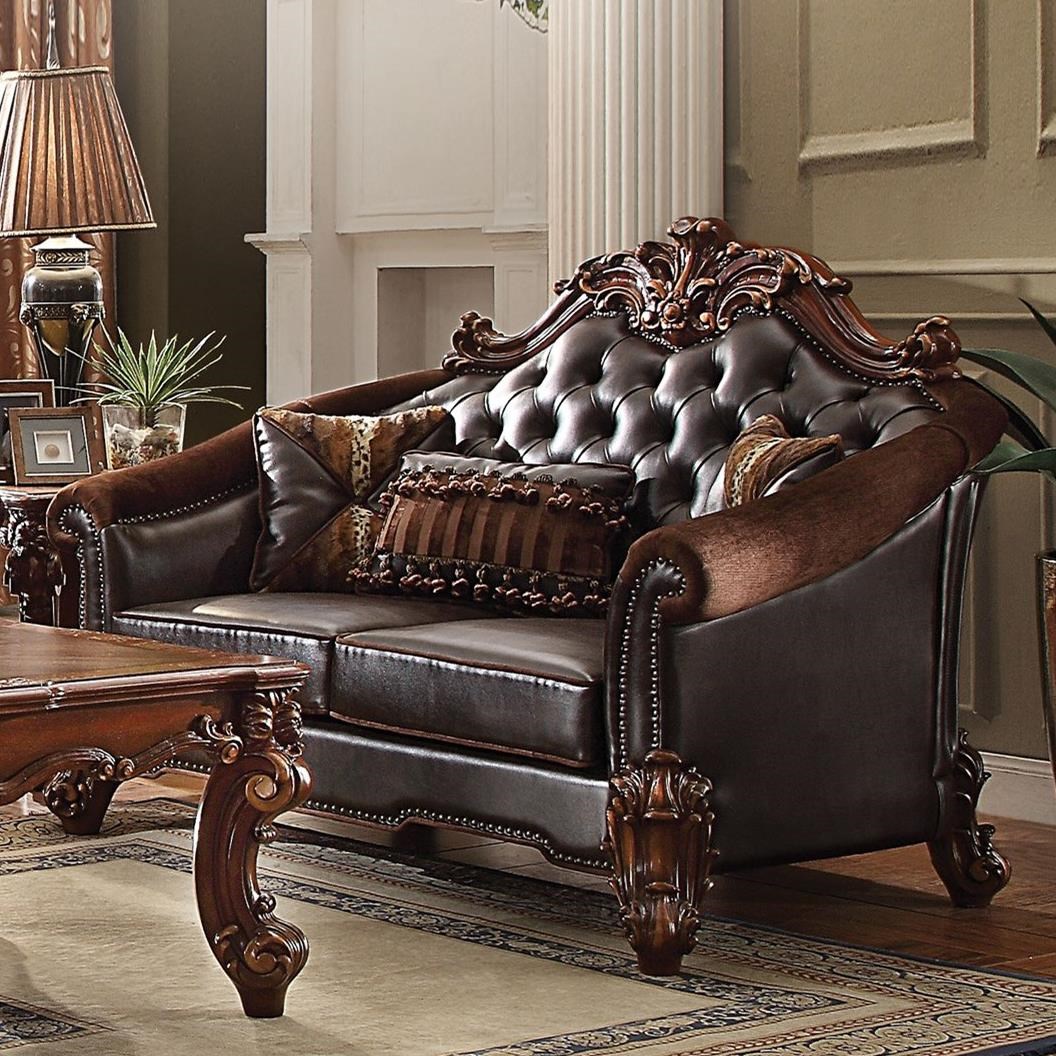 Acme Furniture Vendome II Traditional Tufted Back Chair with Accent Pillow  | A1 Furniture u0026 Mattress | Upholstered Chairs