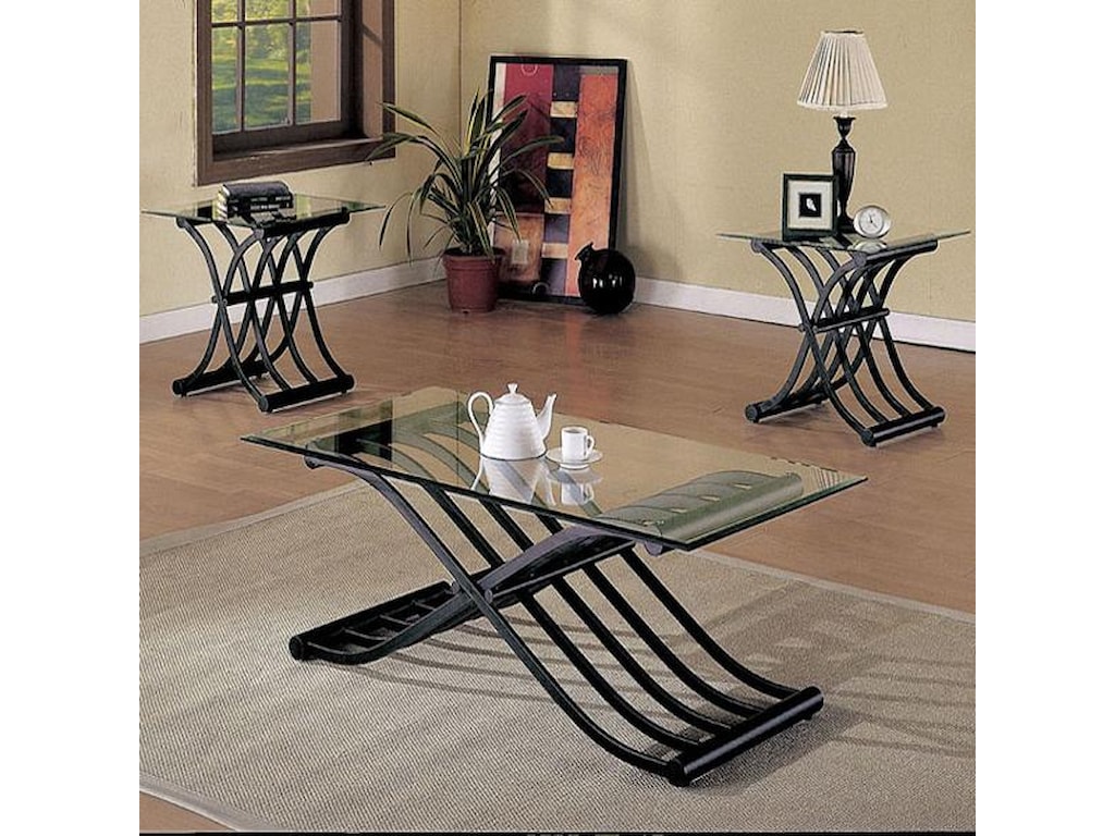 Acme Furniture Wave 3 Piece Gl Top Tail Table And End Acme Furniture Wave3 Piece Table Set