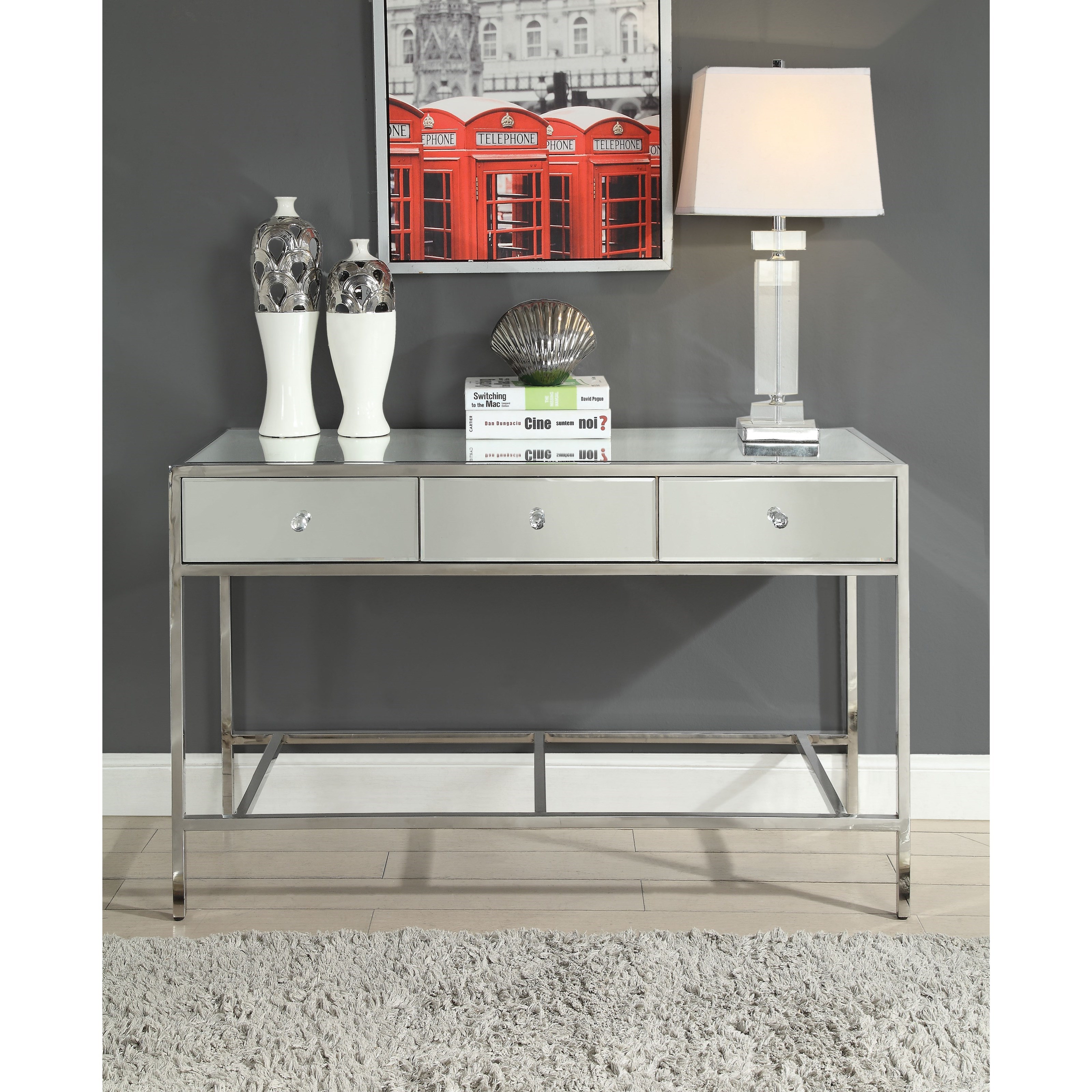 Acme Furniture Weigela 80558 Contemporary Sofa Table With Mirrored