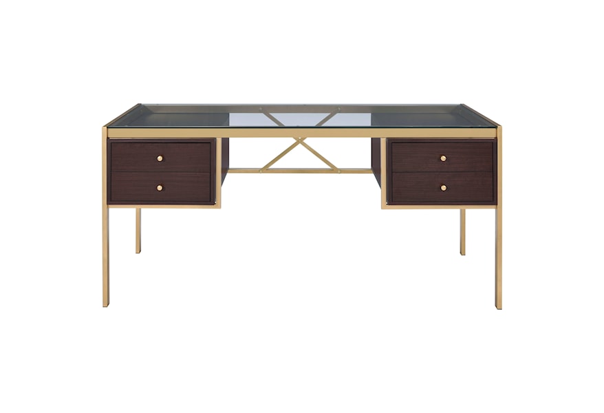 Laat je zien sensatie Verlichting Acme Furniture Yumia Contemporary 4-Drawer Desk with Glass Top | Dream Home  Interiors | Double Pedestal Desks