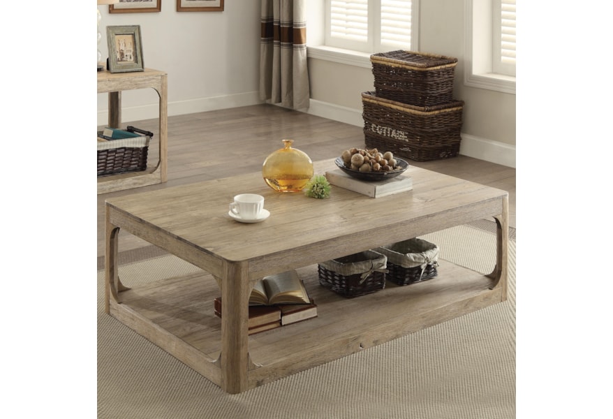 Acme Furniture Zaina 82235 Transitional Coffee Table In Natural