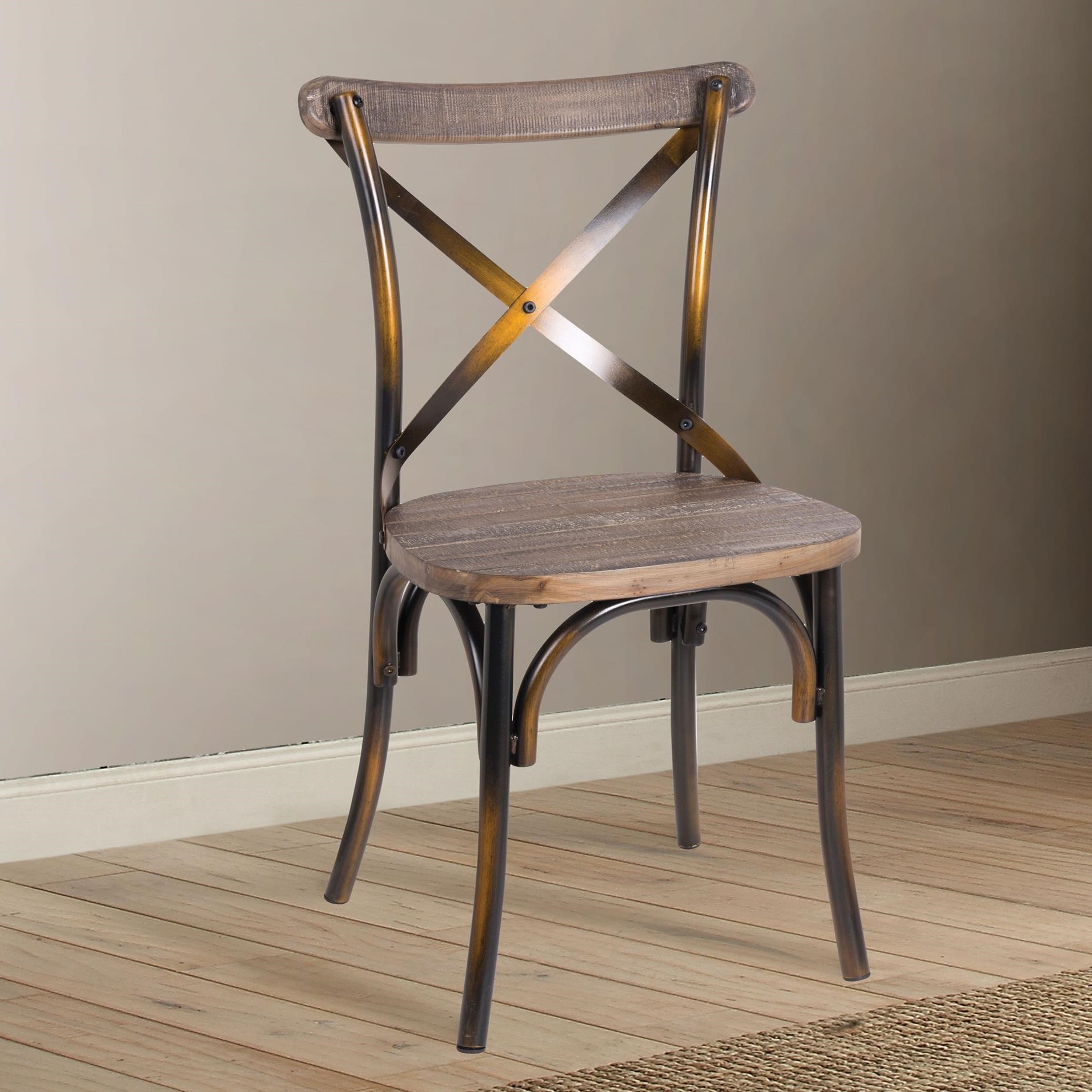 Acme Furniture Zaire 73077 Industrial Metal Side Chair With Wood Seat Del Sol Furniture Dining Side Chairs