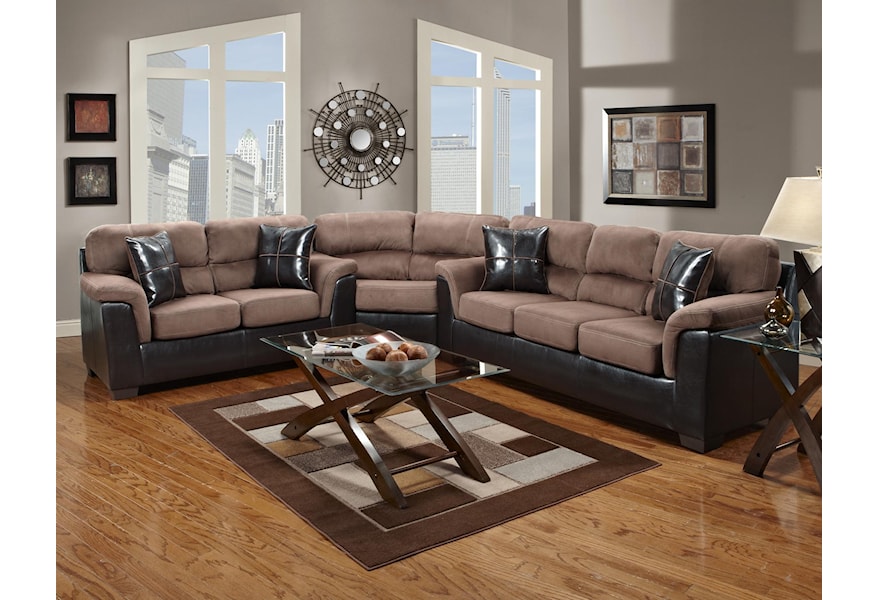 Affordable Furniture 6200 Fabric Faux Leather Sectional With Wedge