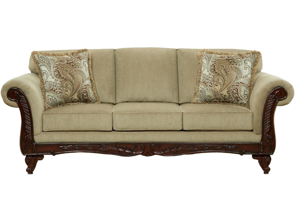 Affordable Furniture 8500 Traditional Sofa With Exposed Wood Rolled Affordable Furniture 8500traditional Sofa