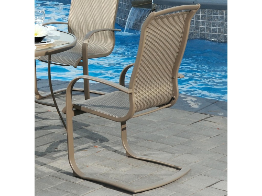 Agio Monterey 3 0133354 Outdoor Spring Sling Dining Chair With Woven Agio Monterey 3outdoor Spring Sling Dining Chair