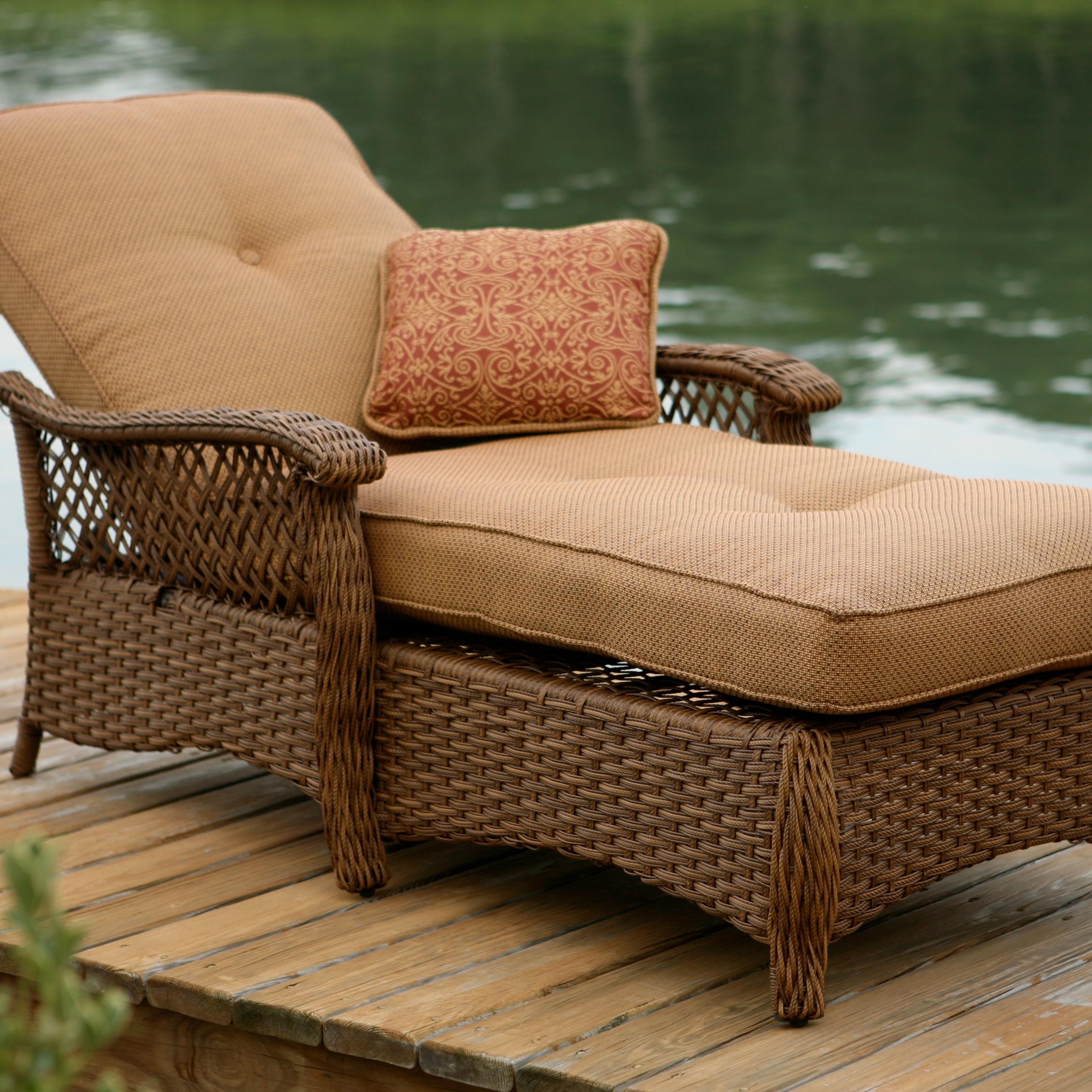 Apricity Outdoor Veranda Agio Outdoor Tan Woven Chaise Lounge Chair With Seat And Back Cushion Find Your Furniture Outdoor Chaise Lounge