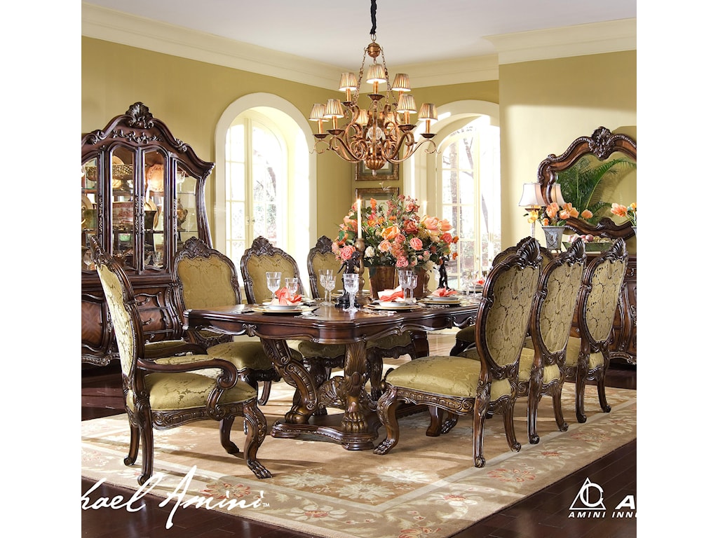 Michael Amini Chateau Beauvais 9 Piece Ornate Formal Dining Room