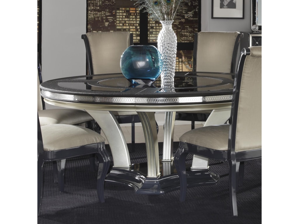 Michael Amini Hollywood Swank Round Dinner Table W Pedestal Base Michael Amini Hollywood Swank Round Dinner Table W Pedestal Base