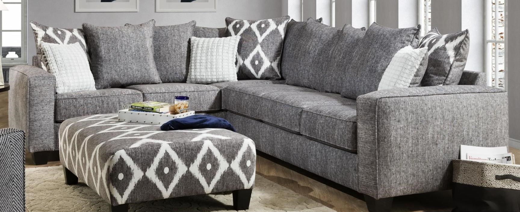 Albany Stonewash Contemporary 2 Piece Sectional In Gray Fabric Royal Furniture Sectional Sofas