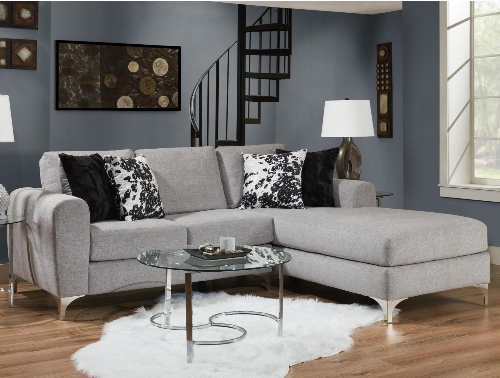 Albany 0776 Contemporary 2 Piece Sectional With Chrome Bracket