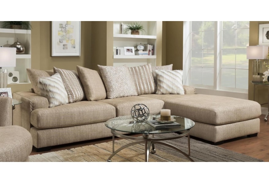 Albany 883 Casual Sectional Sofa With Chaise And Nailhead Trim A1 Furniture Mattress Sectional Sofas