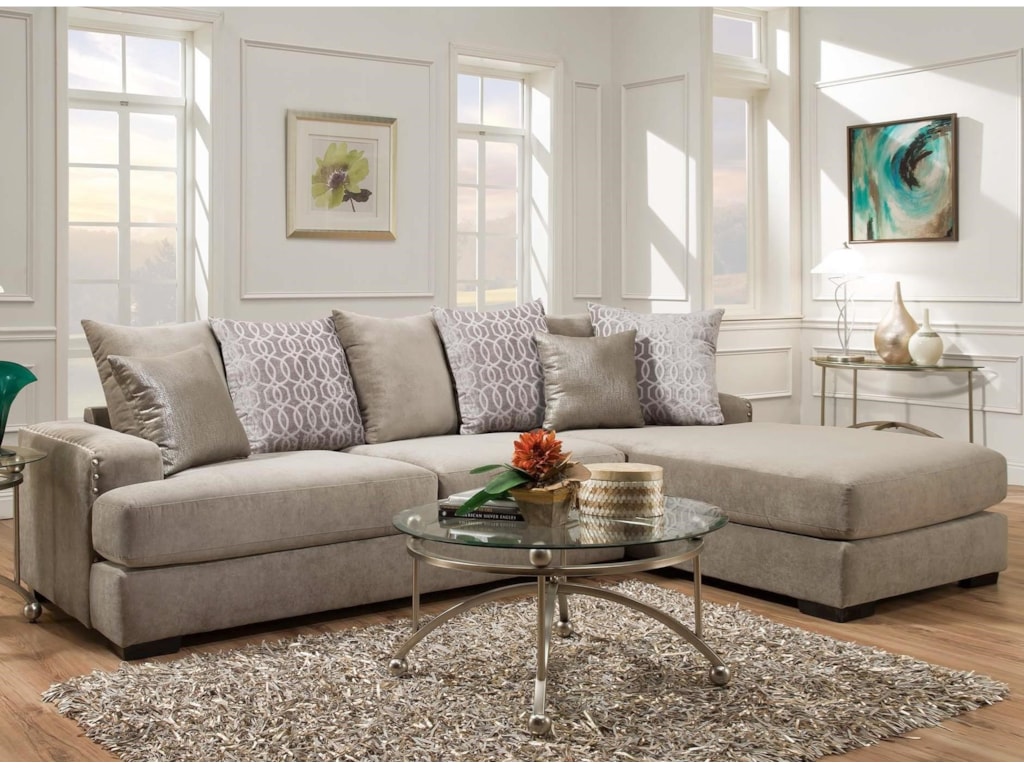 Albany 883 Casual Sectional Sofa With Chaise And Nailhead Albany 883 Casual Sectional Sofa With Chaise And Nailhead