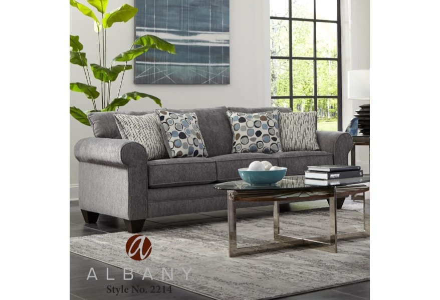 Albany 2214 Casual Sofa With Rolled Arms A1 Furniture Mattress Sofas