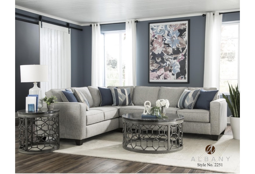 Albany 2251 Transitional Sectional Sofa With Track Arms A1 Furniture Mattress Sectional Sofas