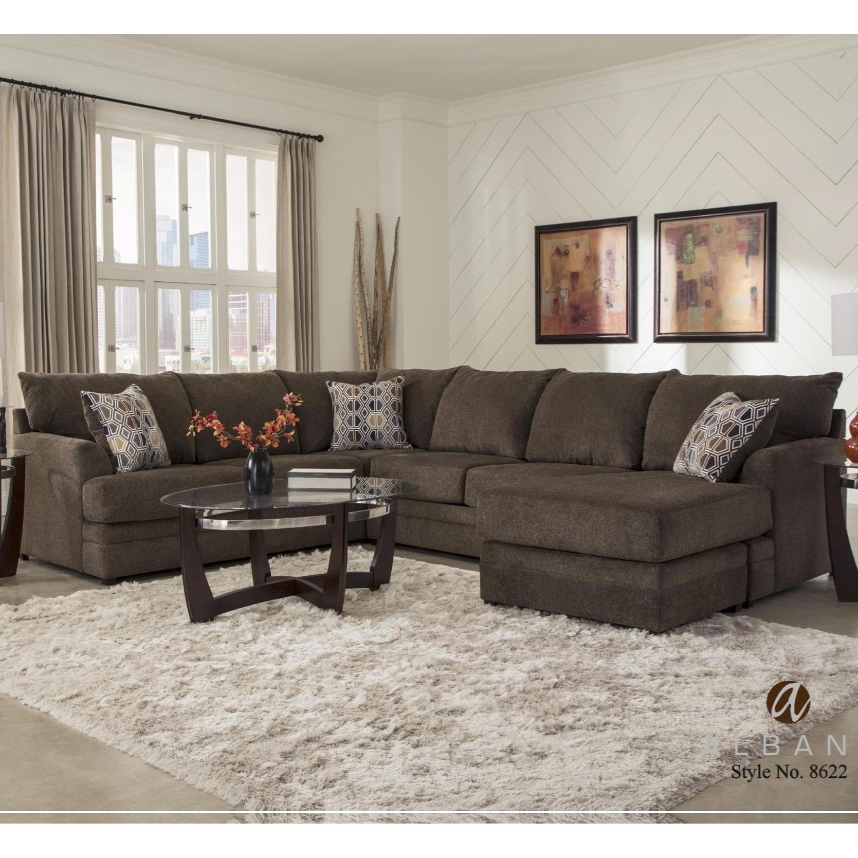 Albany 8622 Casual 2 Piece U Shape Sectional With Chaise A1 Furniture Mattress Sectional Sofas