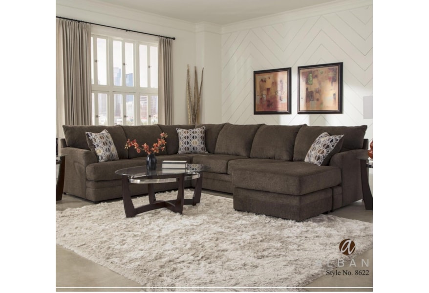 Albany 8622 Casual 2 Piece U Shape Sectional With Chaise A1 Furniture Mattress Sectional Sofas