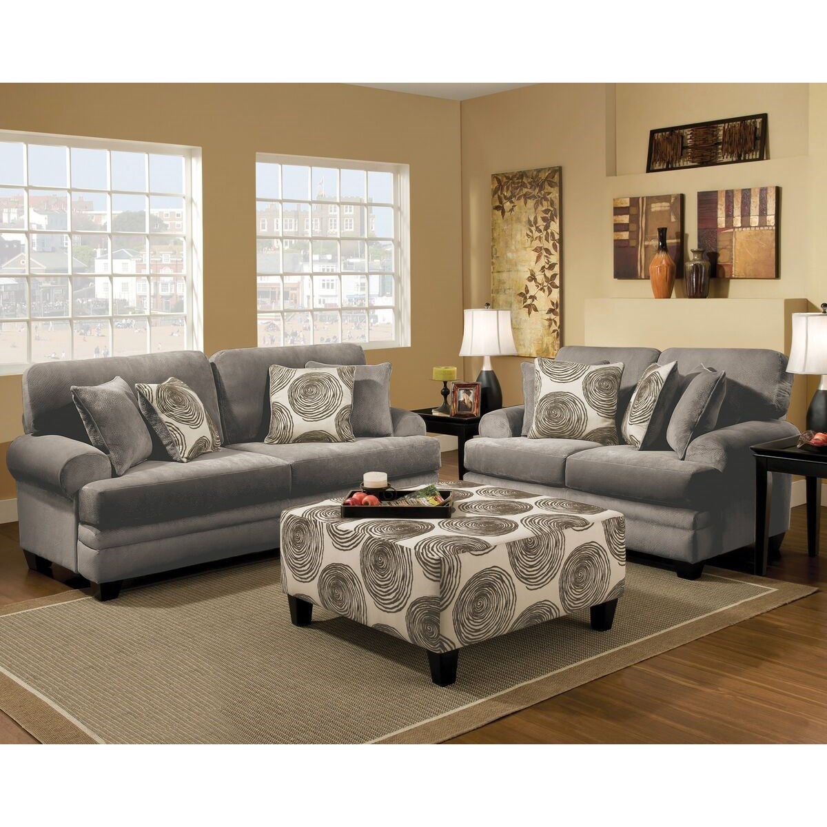 Albany 8642 Transitional Loveseat with Sloped Arms A1 Furniture