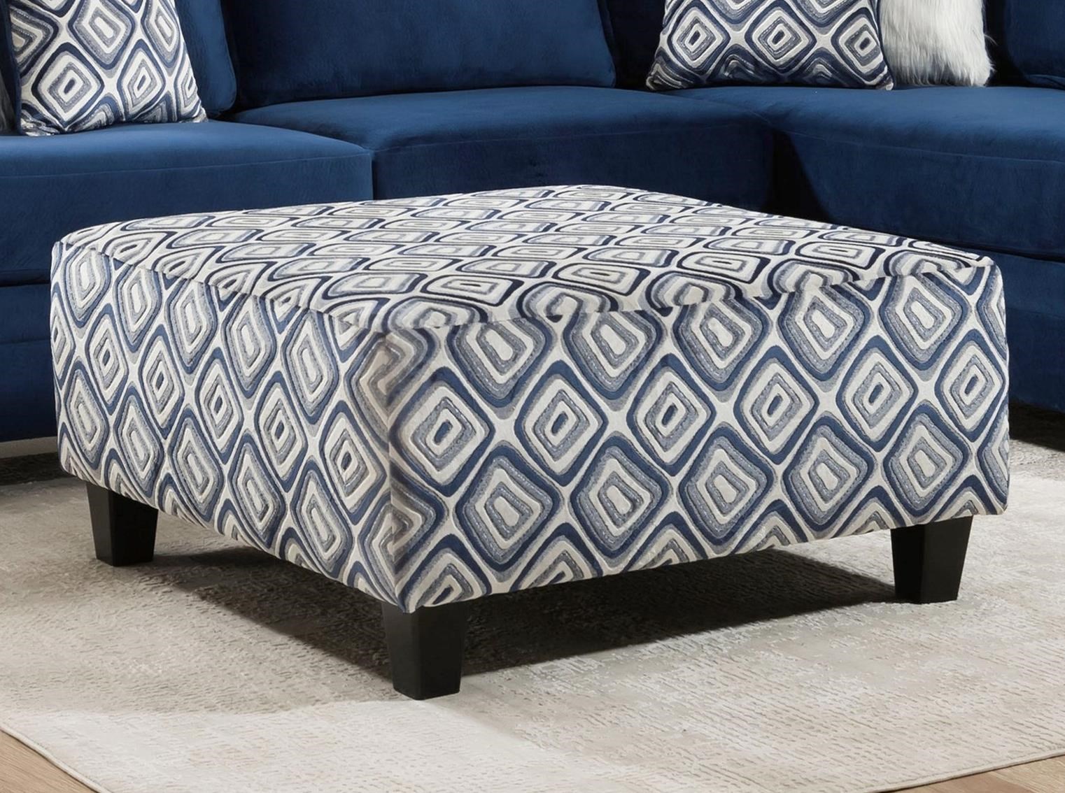 Albany Groovy Navy Oversized Cocktail Ottoman Royal Furniture Ottomans