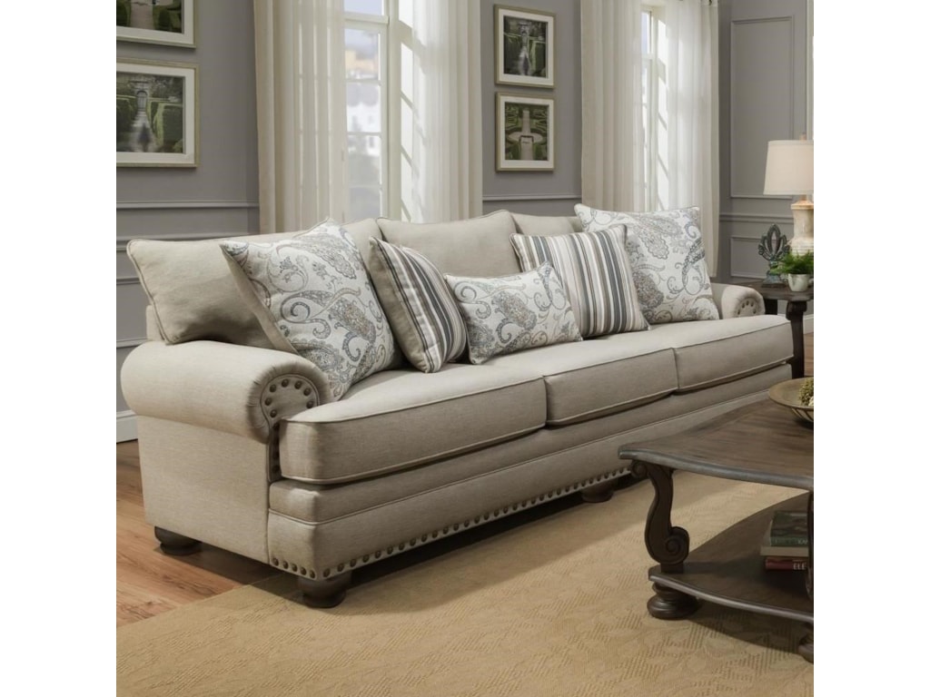Albany 8647 Traditional Rolled Arm Sofa With Nailhead Trim A1