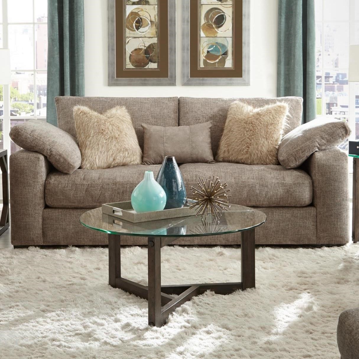 Albany 8668 Casual Contemporary Sofa With Angled Pillow Arms A1