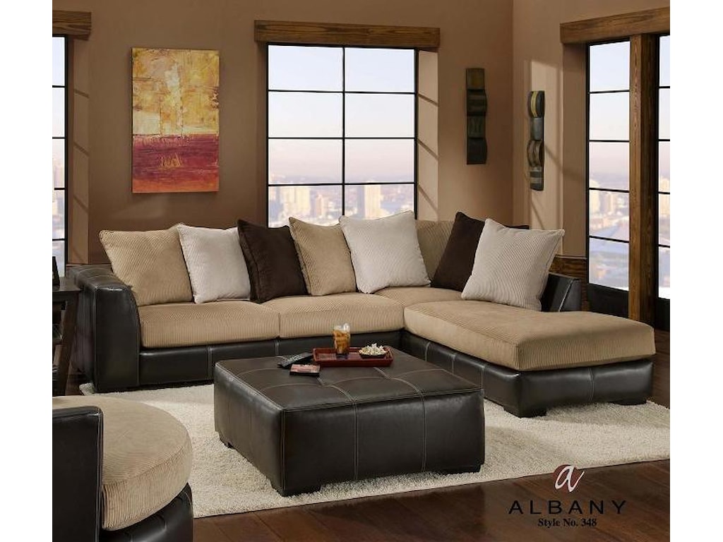 Calico 3 Piece Stationary Raf Chaise Sectional Sofa And Ottoman Group By Albany At Efo Furniture Outlet