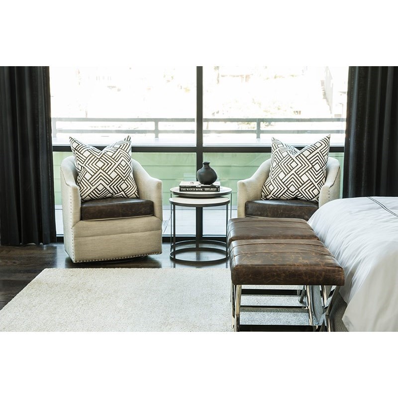 Alder Tweed Beverley Round Nesting Tables With Marble Tops