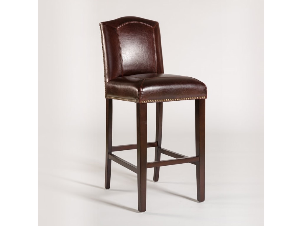 Alder Tweed Cloister Bar Height Stool With Leather Back And Seat Alder Tweed Cloister Bar Height Stool With Leather Back And Seat