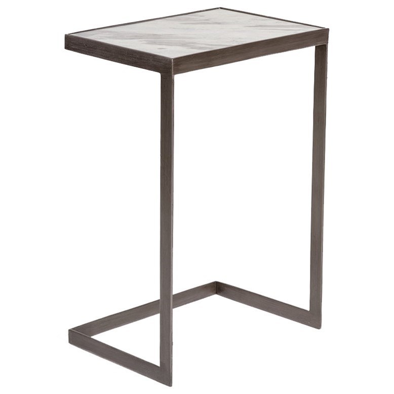 Belfort Leather Laguna Mid Century Modern Accent Table With Marble Top Belfort Furniture End Tables
