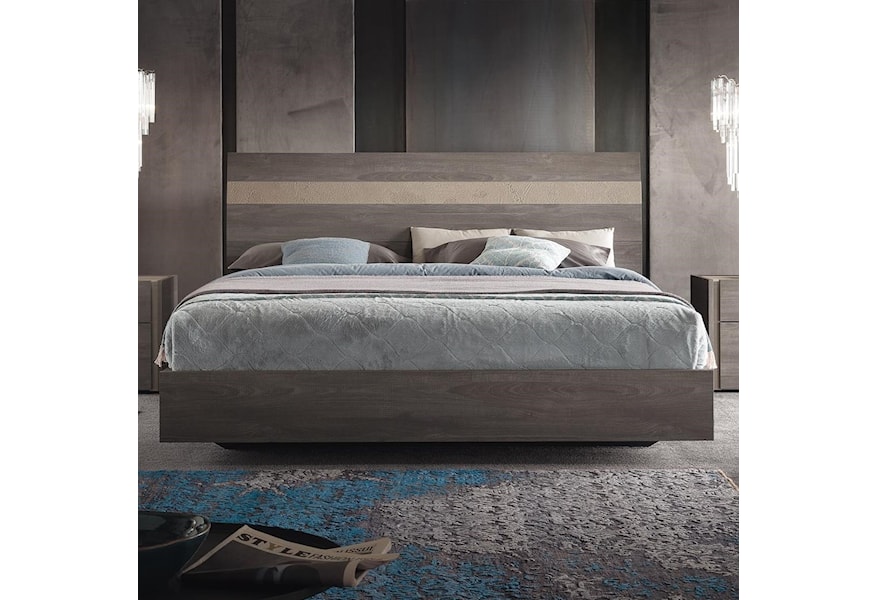 Alf Italia Nizza Pjni0192 Contemporary Cal King Platform Bed With Two Tone Headboard Upper Room Home Furnishings Platform Beds Low Profile Beds
