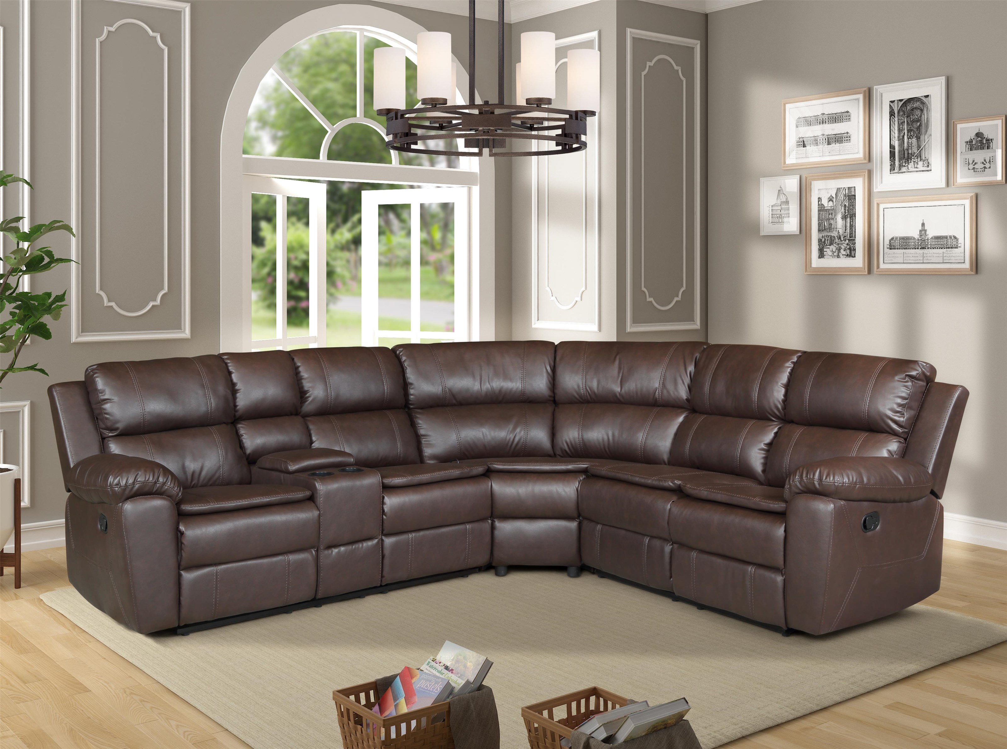 Amalfi Home Furniture Burlington 3291v 4 Recliner Brown Faux