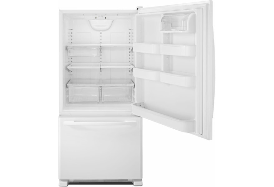 Amana Abb2224brw Energy Star 22 Cu Ft Bottom Freezer Refrigerator With Glide Out Wire Lower Freezer And Quicksplit Organizer Furniture And Appliancemart Refrigerator Bottom Freezer