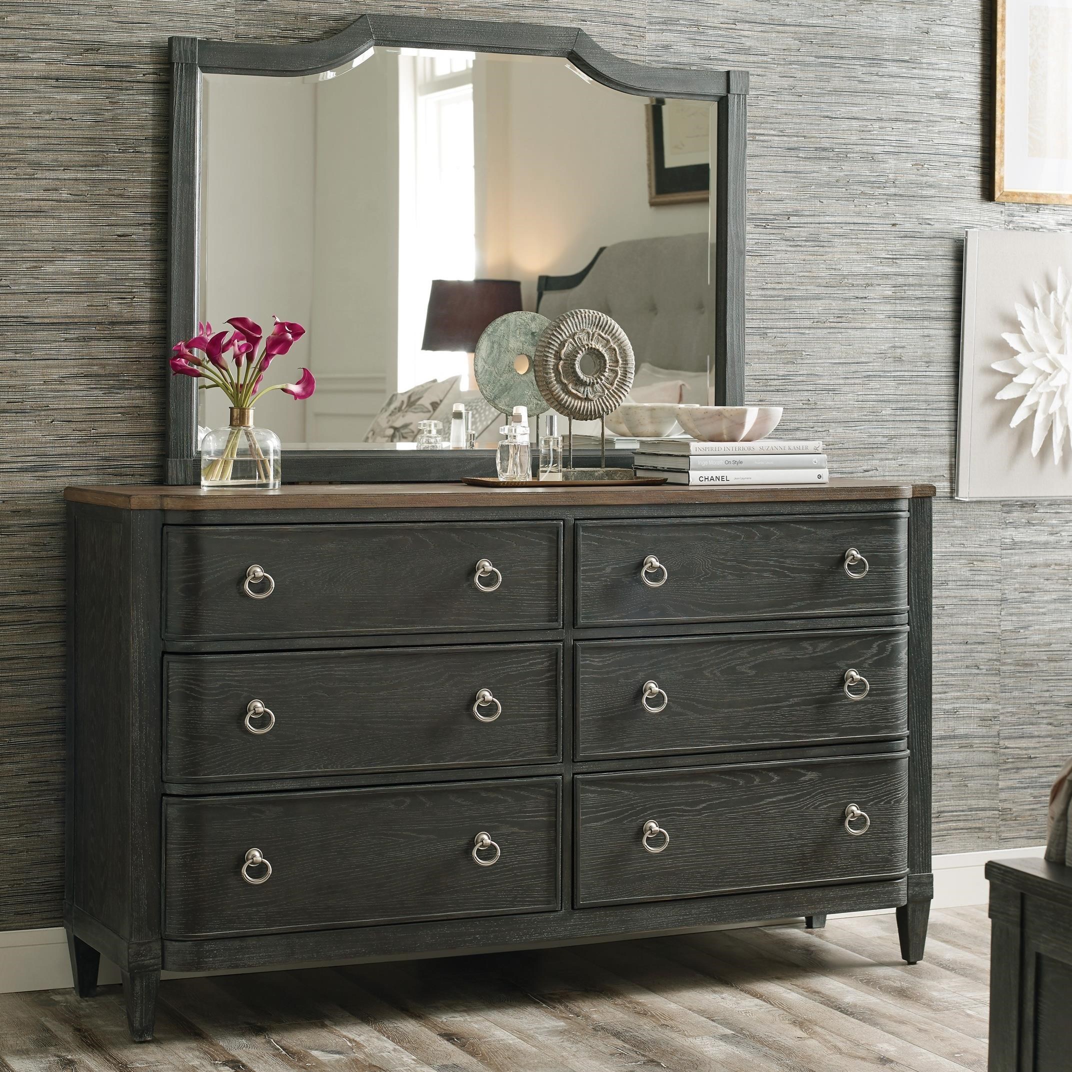 American Drew Ardennes Dresser And Mirror Set With Removable Jewelry Tray Suburban Furniture Dresser Mirror Sets