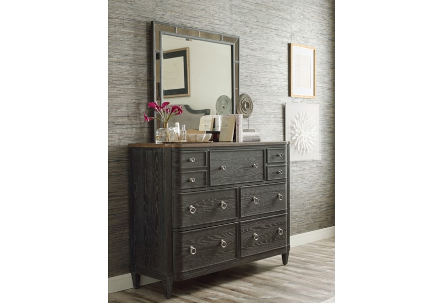 American Drew Ardennes 7 Drawer Dresser And Mirror Set With