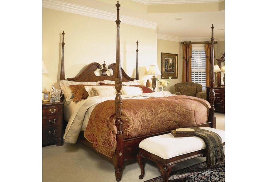 American Drew Cherry Grove 45th Queen Pediment Poster Bed With 45th Queen Pediment Poster Bed