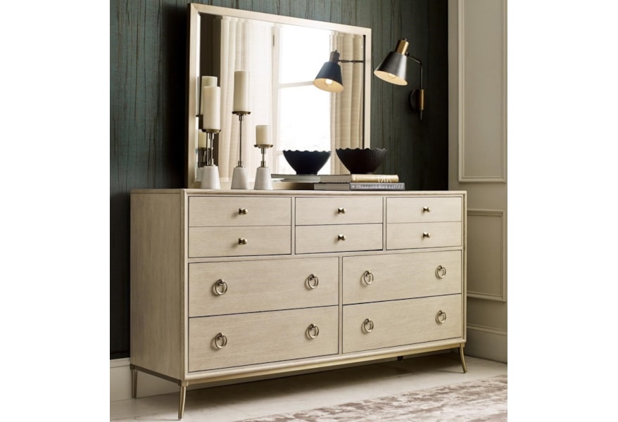 American Drew Lenox Straddella 8 Drawer Dresser And Mirror Set