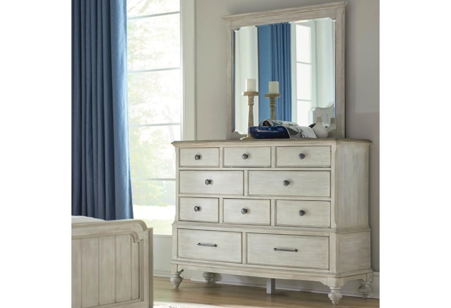 American Drew Litchfield Cotswold Ten Drawer Dresser And Mirror