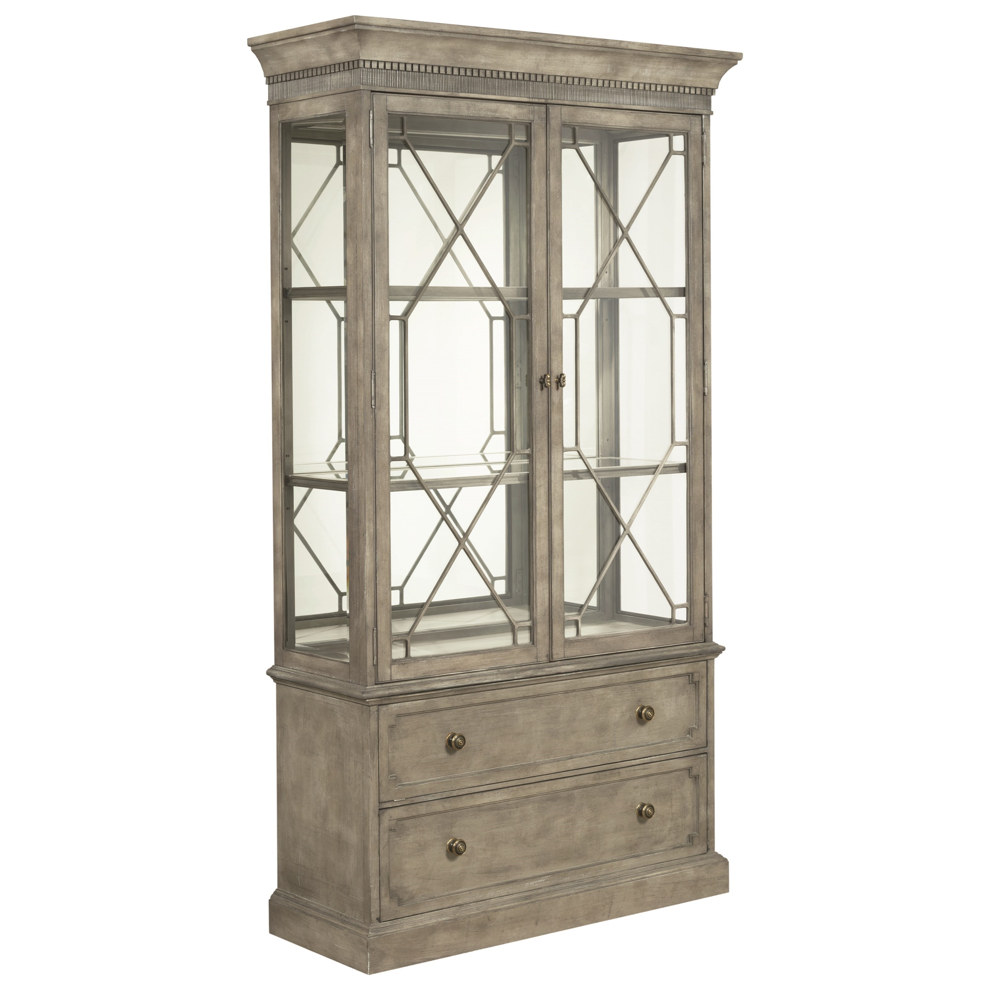 American Drew Savona Transitional Display Cabinet With Mirror Back
