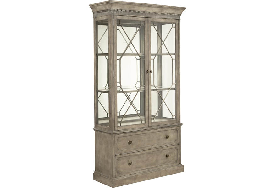 American Drew Savona Transitional Display Cabinet With Mirror Back
