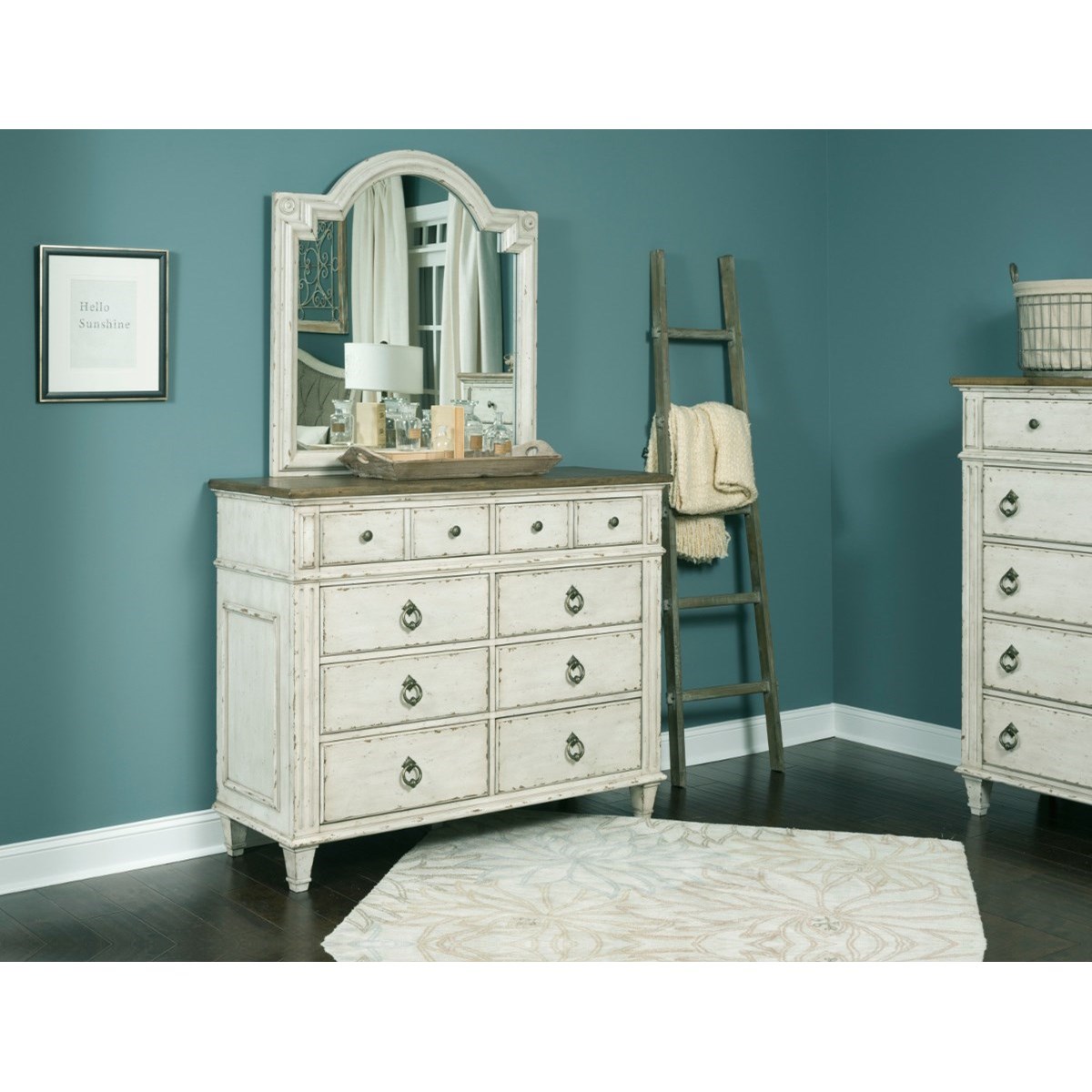 American Drew Southbury Bureau Mirror With Top Accent Stoney Creek Furniture Dresser Mirrors