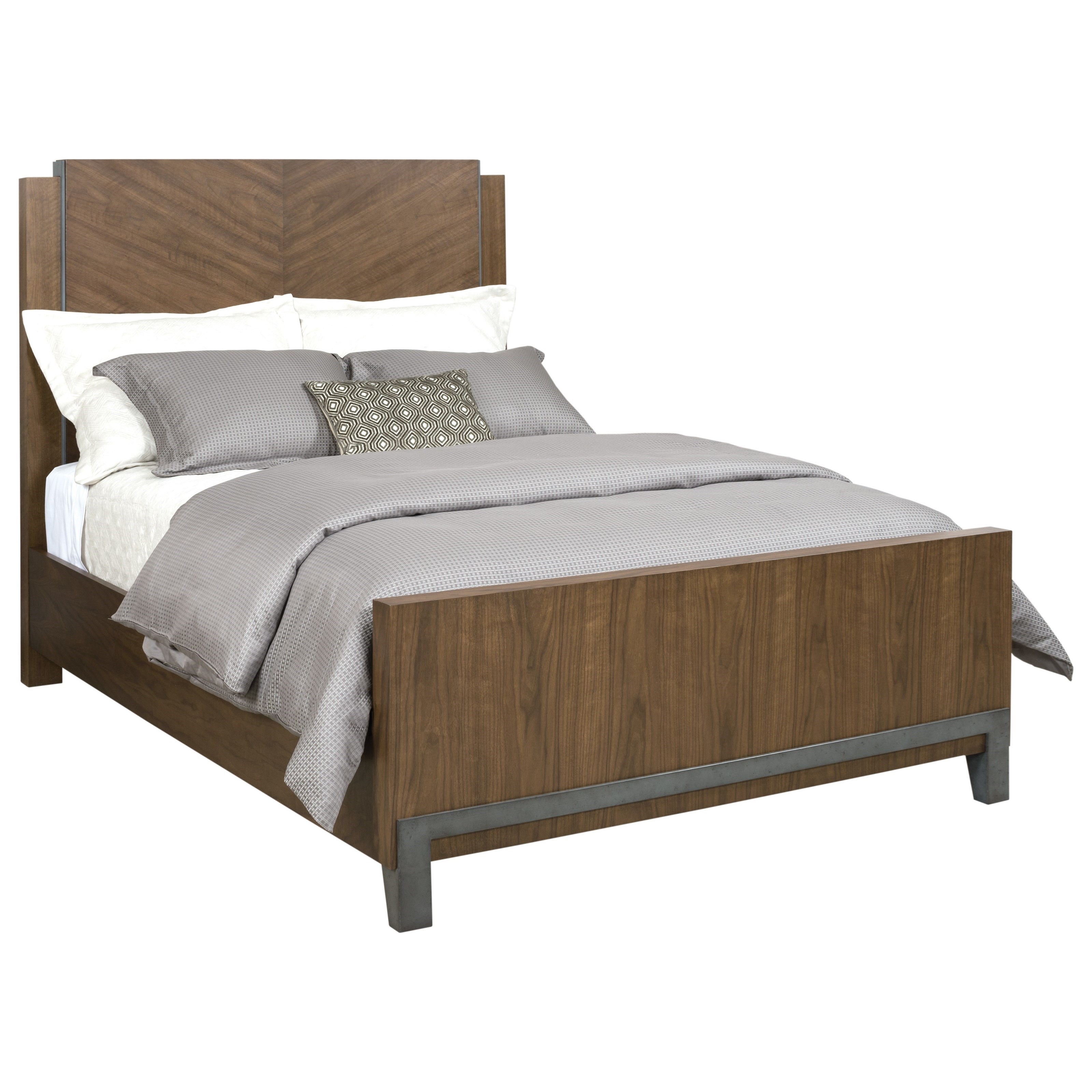American Drew Modern Synergy Chevron Walnut King Bed With Metal Accents Lindy S Furniture Company Panel Beds Metal bed frames are easily adjustable and sustainable as well as affordable expense. modern synergy chevron walnut king bed