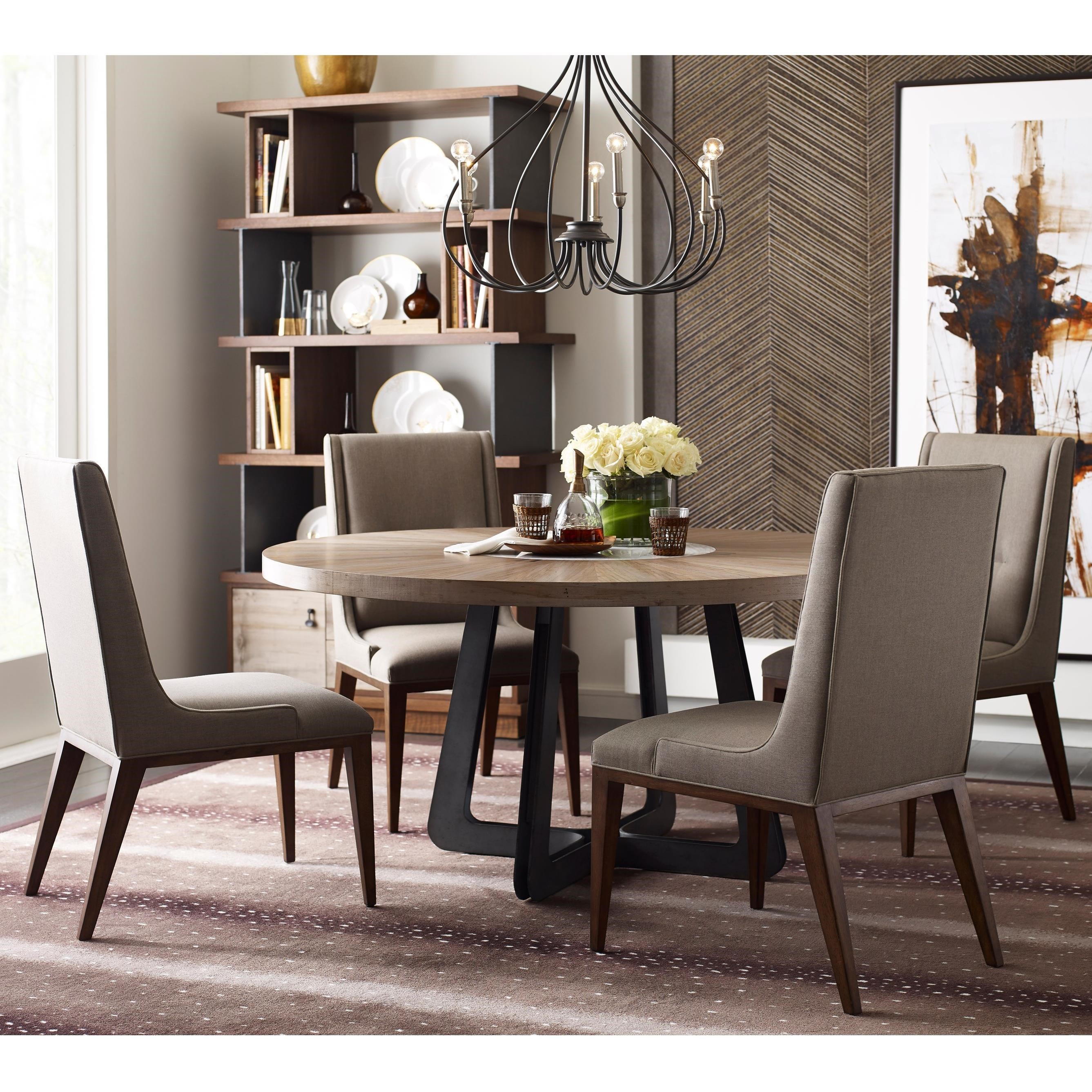 American Drew Modern Synergy Contemporary Round Table And Chair Upholstered Set Sheely S Furniture Appliance Dining 5 Piece Sets
