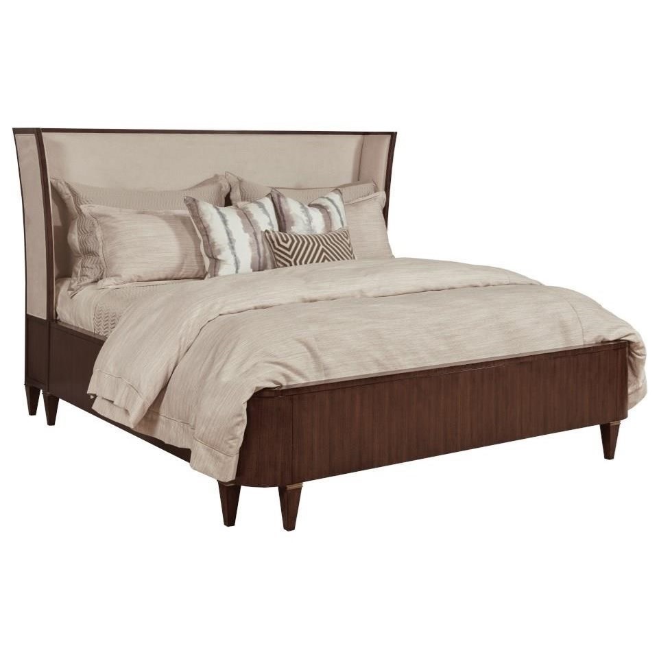 American Drew Vantage Transitional Upholstered Queen Bed With Wingback Headboard Wayside Furniture Upholstered Beds