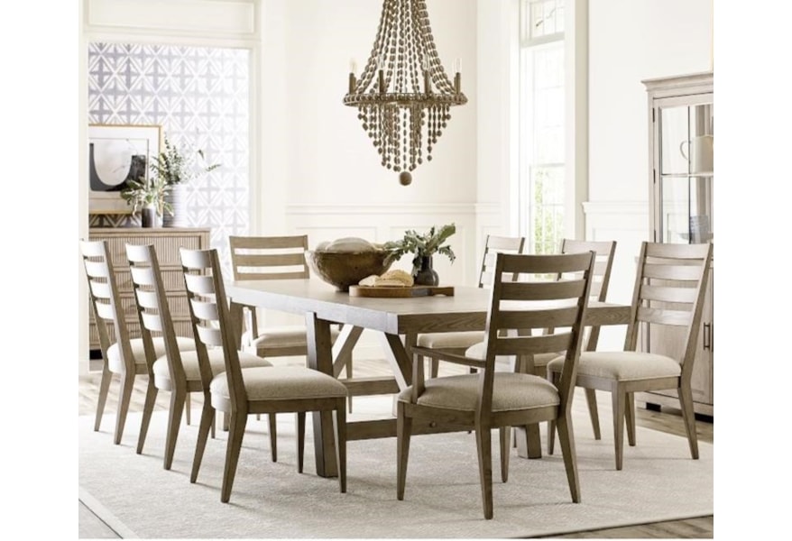 American Drew West Fork Farmhouse 9 Piece Table And Chair Set With Removable Leaf Lindy S Furniture Company Dining 7 Or More Piece Sets