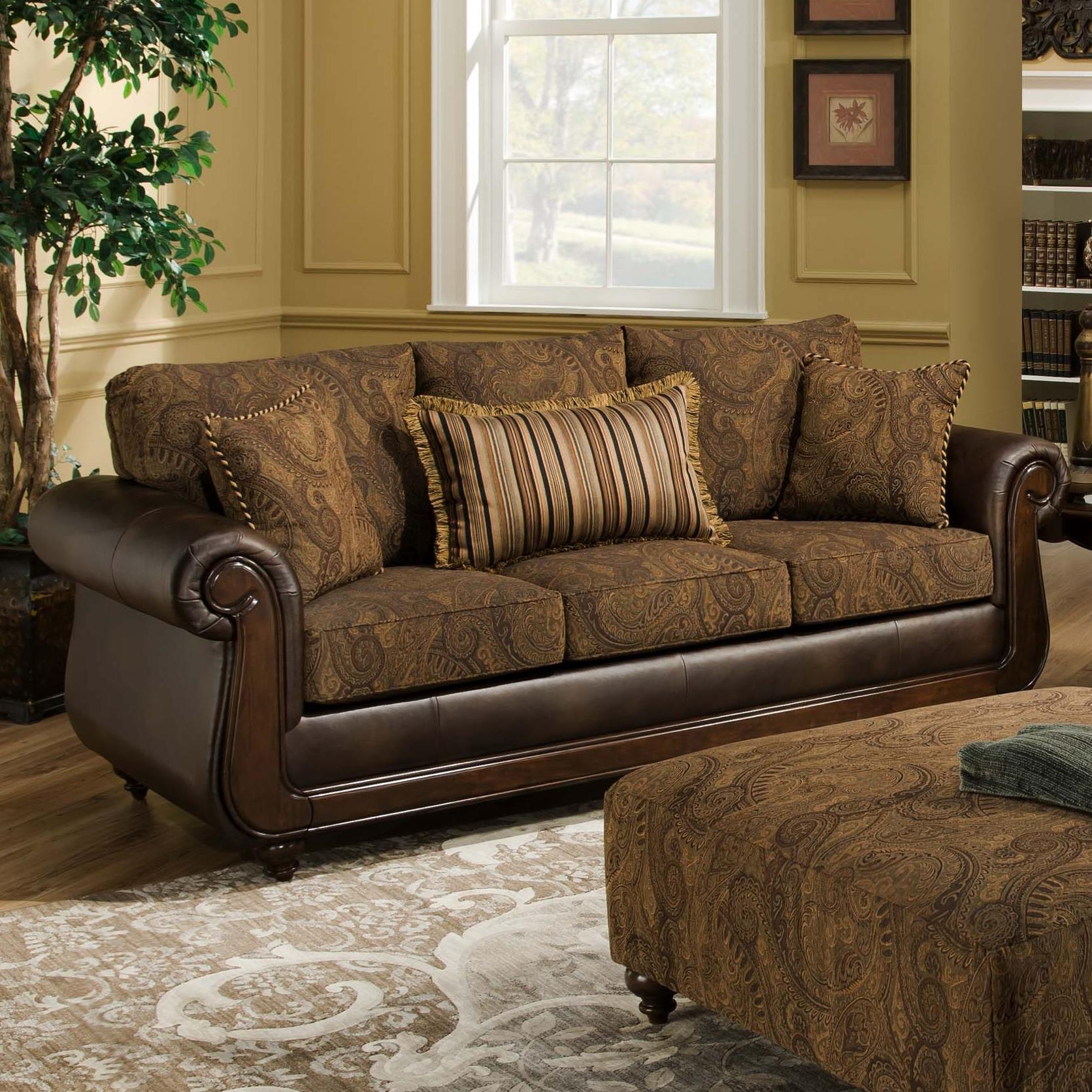 Peak Living 5850 Sofa With Exposed Wood In Classic Style Prime